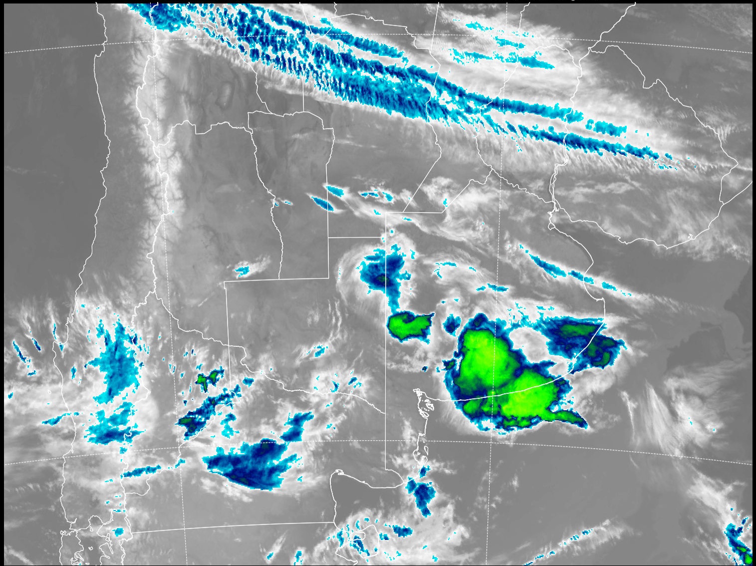 Pantalla de imagen satelital infrarroja